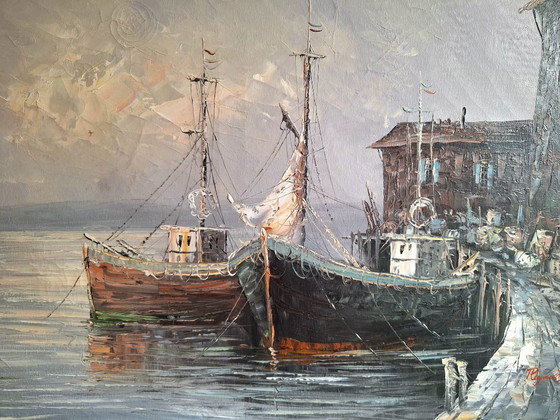 Bateaux Garés – Peintures et dessins, Toile (photo 3 of 5)