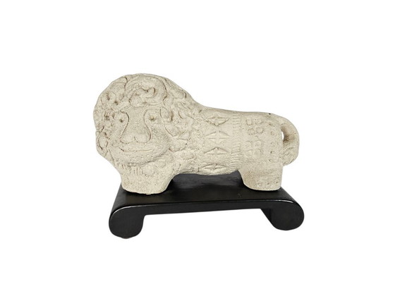 Image 1 of Bitossi - Aldo Londi - Leeuw - Leeuw op standaard - ongeglazuurd - sculptuur - Flavio Montelupo - 80's