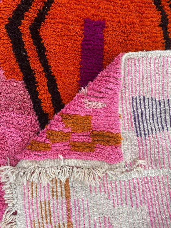 Image 1 of Tapis marocain rose fait main 200x310 cm, tapis doux et moelleux, décoration bohème