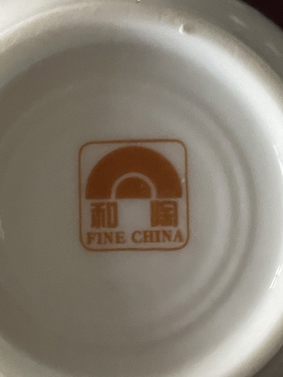 Image 1 of Fine teacups with teapot set of 6+1