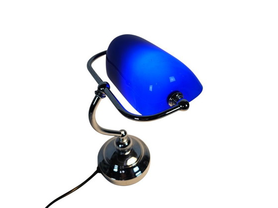 Image 1 of Lampe de banquier - style Tiffany - métal - opaline - années 90