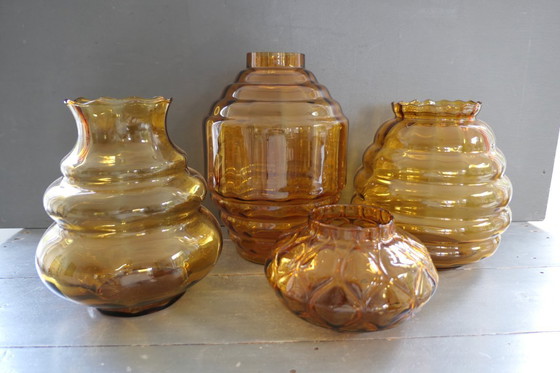 Image 1 of Vase Art Déco Verextrafort Belgique ambré