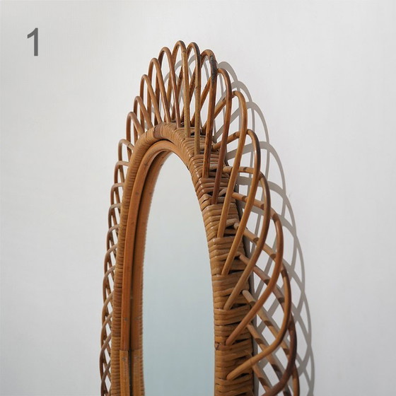 Wall Mirror With Rattan Frame, 1950s – Glass (photo 8 of 15)