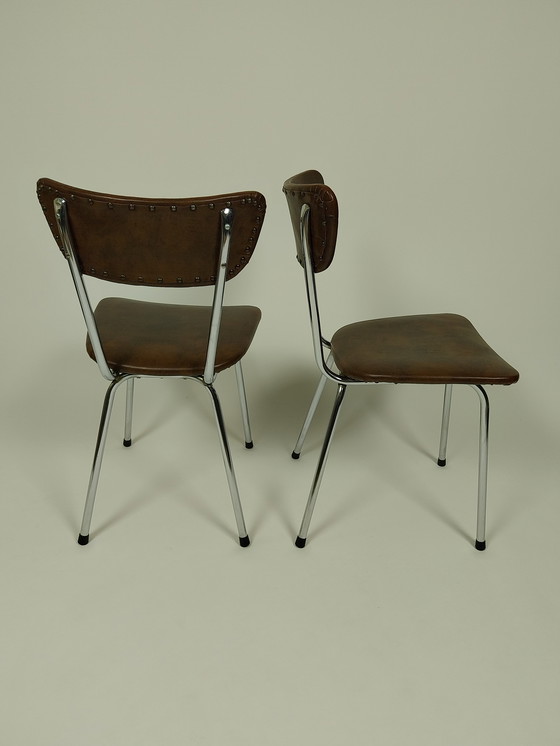 Image 1 of 6 sedie vintage in pelle Skai, anni '60 - '70