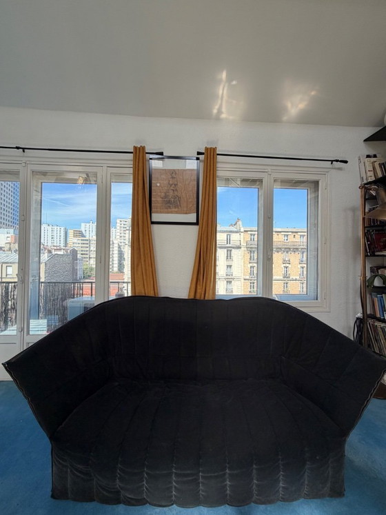 Image 1 of Moël black velvet 3-seater sofa by Ligne Roset