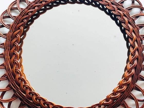 Image 1 of Specchio in rattan 49 cm. Vintage anni '70