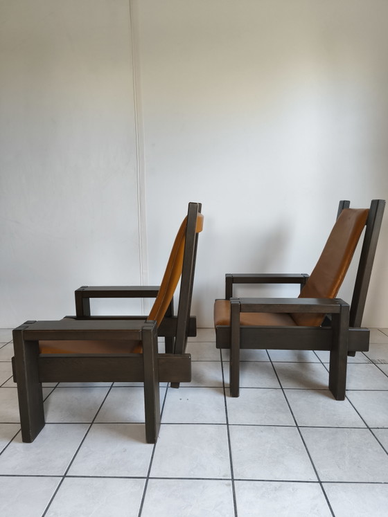 Fauteuils Lounge Sculpturaux en Cuir Années 80 Style Pierre Chapo – Chaises & fauteuils, Leather, Wood (photo 4 of 7)