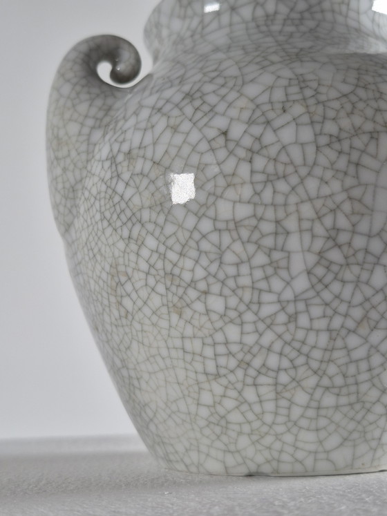 Vintage Mid Century Amphora Porcelain Vase Craquelé VEB Liäichte – VEB Lichte, Vazen (photo 9 of 10)