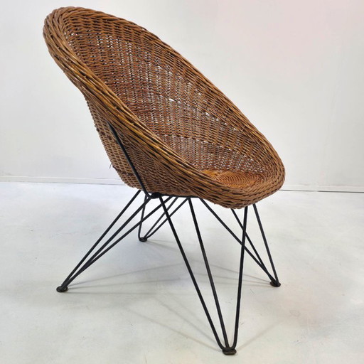 Rotan stoel Teun Velthuizen jaren 50 design icon