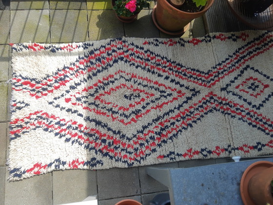 Image 1 of Bellissimo tappeto berbero retrò in lana annodato a mano, 216 x 93 cm