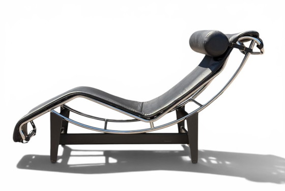 Image 1 of Authentic Cassina LC4 Chaise Longue by Le Corbusier - Black Leather (Serial N°114715)