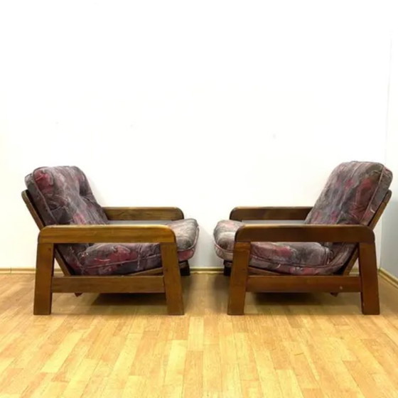 Image 1 of Fauteuils rétro, structure en bois, années 1970, Europe centrale