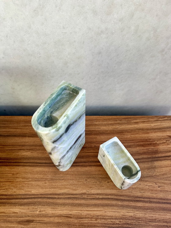 Image 1 of Northern Monolith Kerzenhalter, hoch + klein, grüner Marmor - 148 €
