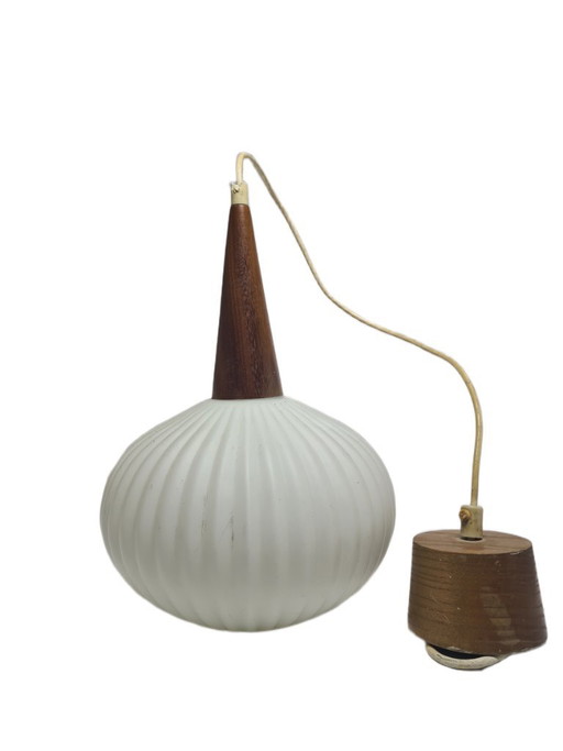 Postmodern Pendant Lamp, Germany, 1960s – hanglampen, Glass, Wood (photo 2 of 9)