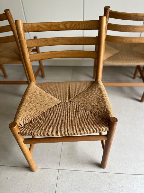 Ensemble de 6 chaises Poul Volther en corde de papier, modèle 350 – Chaises de salle à manger, Paper, Wood (photo 3 of 5)