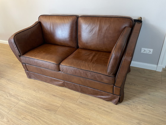 Image 1 of Leren geleefde kasteelbank 