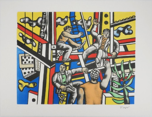 Fernand Leger : Les Constructeurs Au Palmier, Lithographie Signée – lithos zeefdrukken, Paper