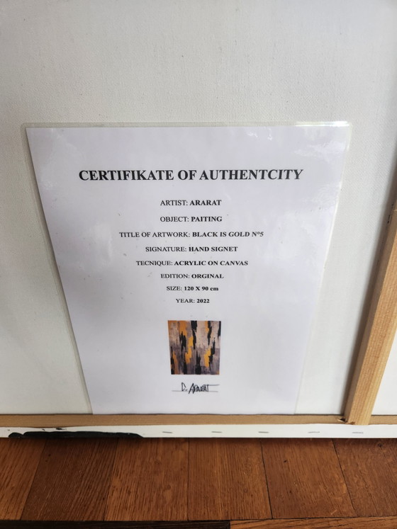 Image 1 of Beautiful Large Abstract Painting 'Black is Gold Nº5' – Ararat (2022) - Incl. Certificate