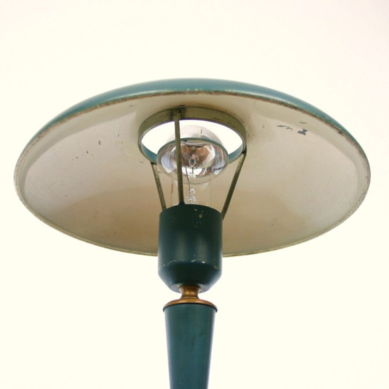 Image 1 of Lampada da tavolo Louis Kalff per Philips 'Bijoo Tripod UFO', Paesi Bassi 1958, verde petrolio