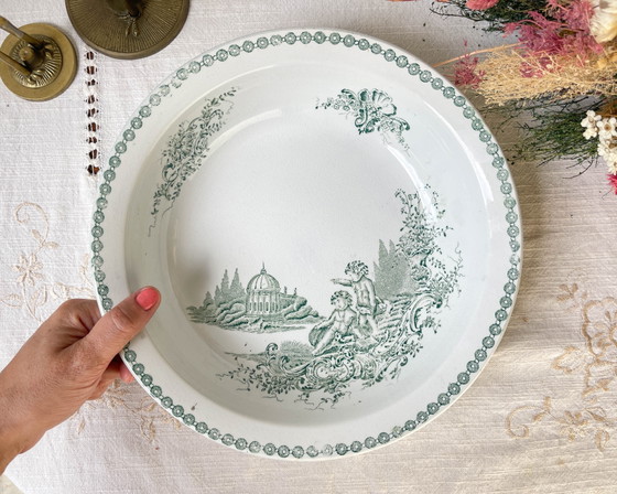 Vintage Franse St Amand Ironstone TRIANON Puttenmotief Diep Bord 19e Eeuw – Servies (photo 5 of 9)