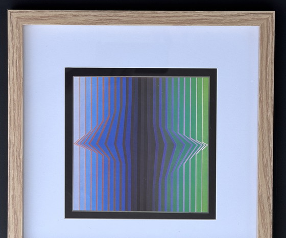 Image 1 of Victor Vasarely - raro disegno originale - 1971 - incorniciato