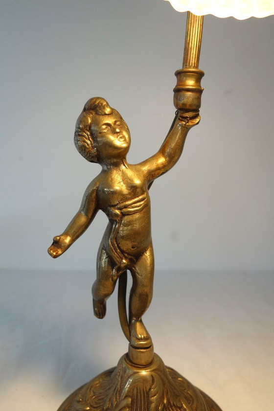 Image 1 of Art Deco brass cherub or angel lamp