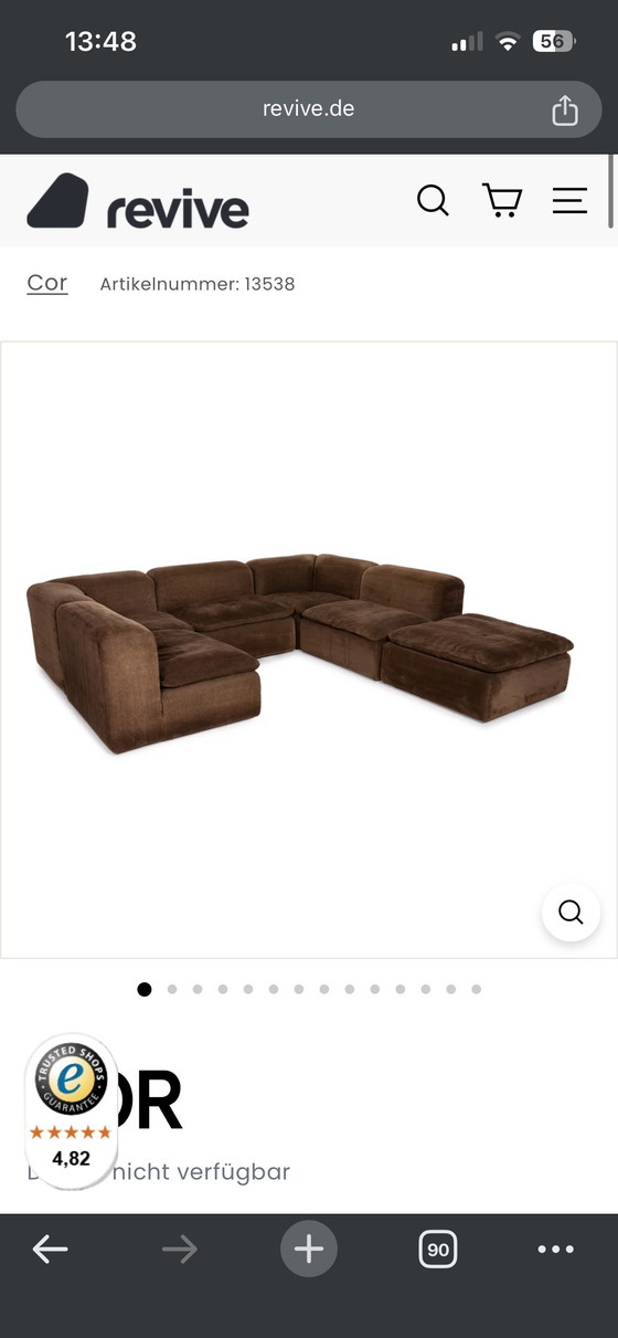 Image 1 of Canapé modulaire COR en velours côtelé marron