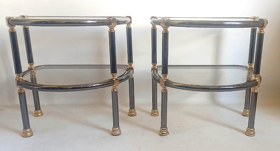 Image 1 of Coppia di tavolini semicircolari, anni '70, altezza 45,5 cm