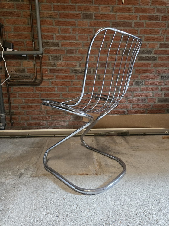 4 chaises Gastone Rinaldi style Âge de l'espace – Chaises de salle à manger, Chrome, Metal (photo 3 of 5)