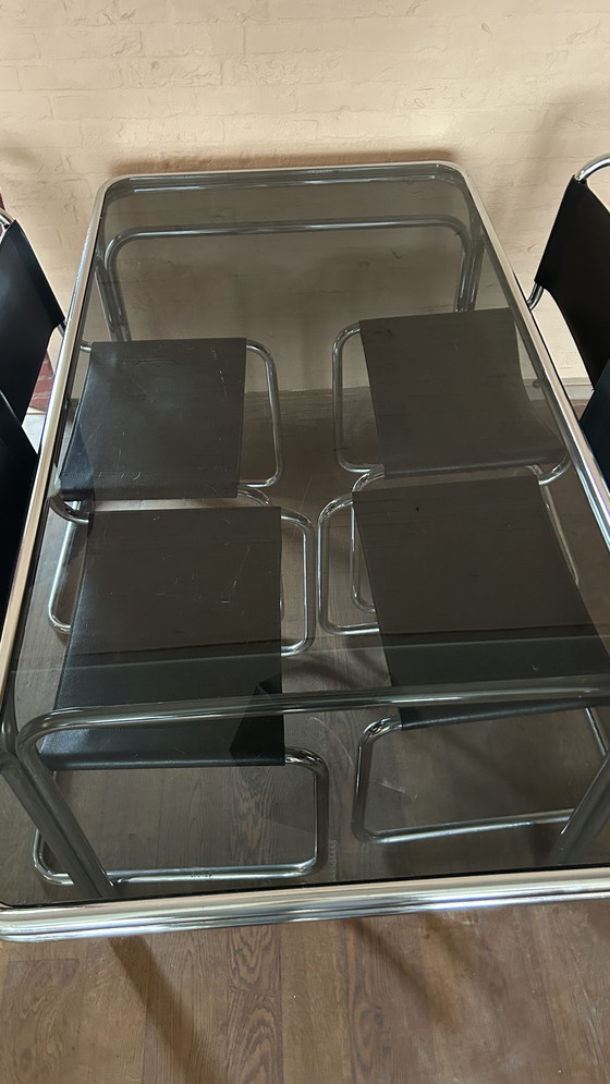 Image 1 of Mesa de comedor Tacke cromada con 4 sillas réplica de Mart Stam