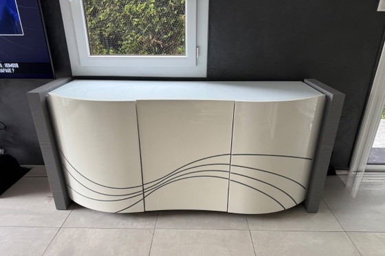 Desbiolles Design Sideboard in Grey Oak and Lacquer – Wood (photo 3 of 7)