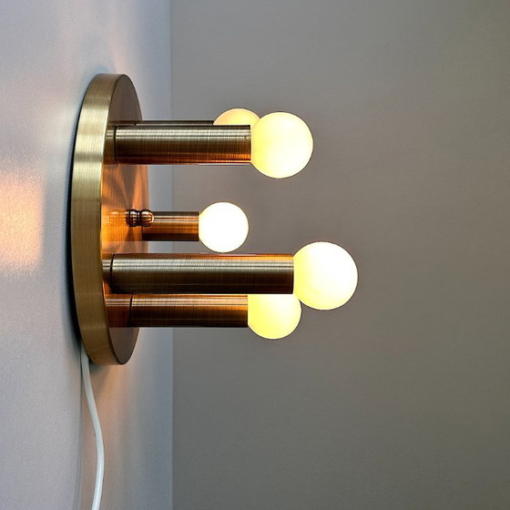 Image 1 of Lampe de plafond vintage Sölken Luminaires Flush Mount Laiton Brossé Mat 5-flamme Hollywood Regency