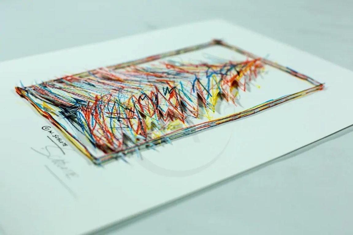 Schlote, Wilhelm - Colored pencil Christmas tree - 3D construction