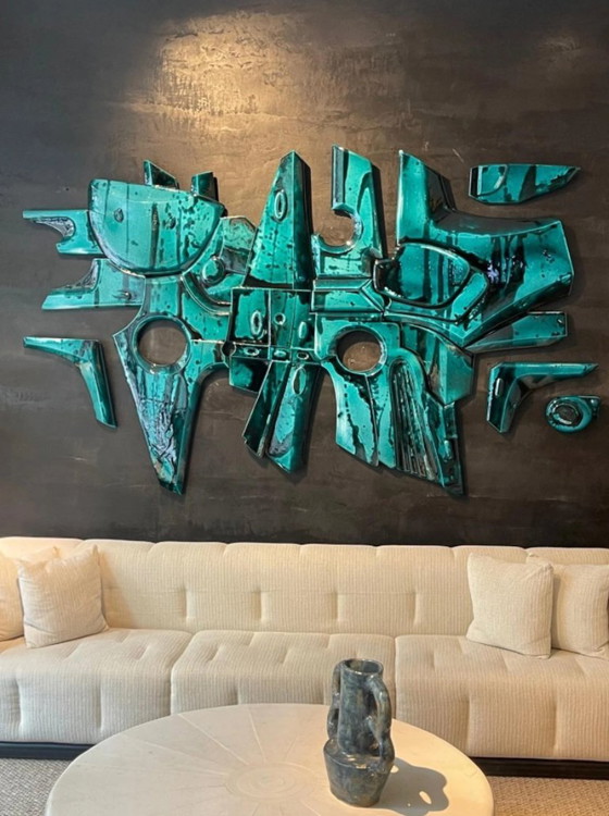 Affresco « Deep Green Lava Stone » di Olivia Cognet, Arte, Pietra, Nero (foto 4 di 6)