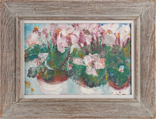 Spring Welcome - Abstract volkskunst geïnspireerd vogel stilleven schilderij op canvas