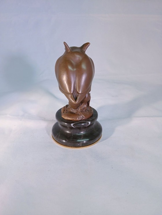 Sculptures de hibou en bronze sur socle en marbre, Marron, Vintage (photo 3 sur 5)