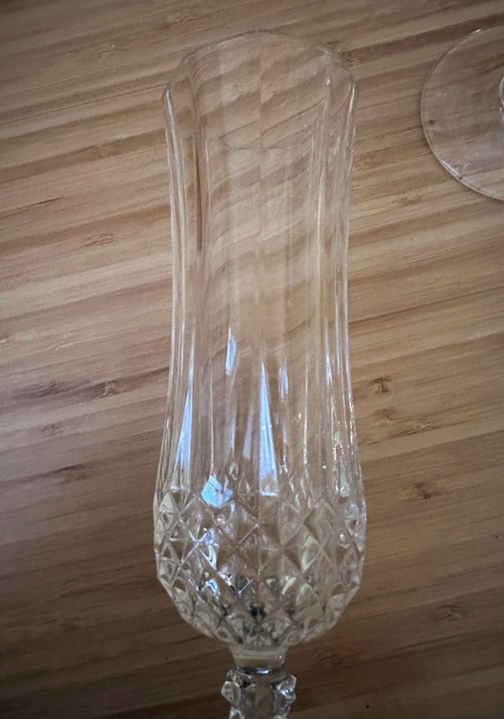 Image 1 of 7 champagnefluiten "Lonchamp" van 11 cl, Cristal d'Arques Vintage