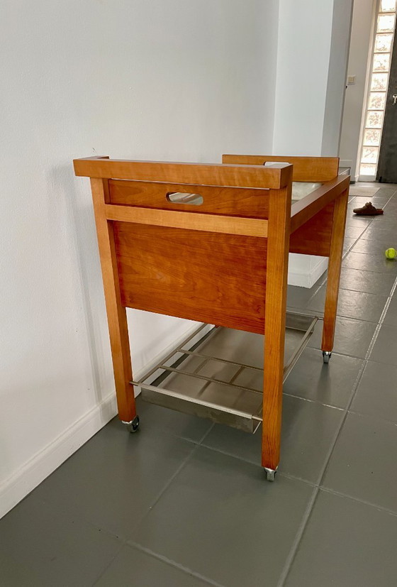 Image 1 of Chariot de bar vintage au design scandinave avec glacière intégrée en métal