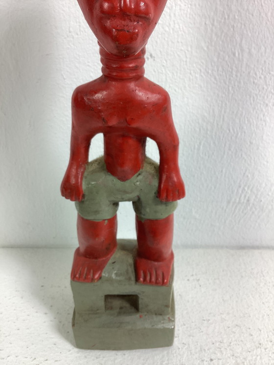 Image 1 of Statua africana in legno colorato arte naif Baule Costa d'Avorio