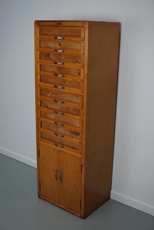 Vintage Italian beech haberdashery cabinet, 1950s