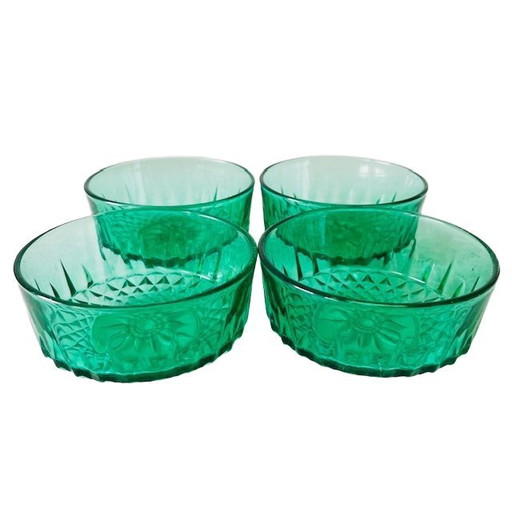 Arcoroc Frankreich Schalen smaragdgrünes Glas 1960er Jahre