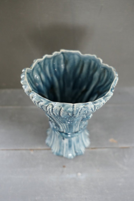 Image 1 of Art Nouveau Barbotine vaas 832 versierd met korenaren