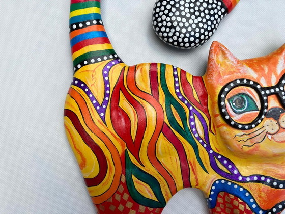 Image 1 of Cat figurine for the wall. Handcrafted by the artist.