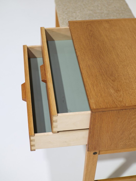 Image 1 of Hallway bench chest of drawers Swedish vintage oak