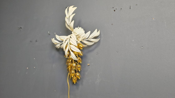 Image 1 of Vintage wandlamp met bloemenmotief van Hans Kögl, jaren 70.