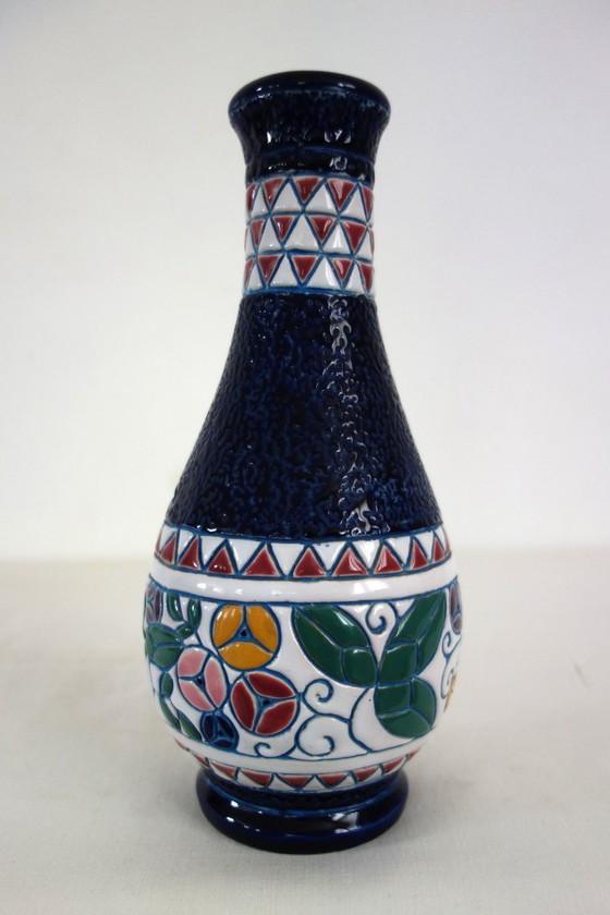 Image 1 of Art-Deco-Keramikvase mit Vogeldekor von Amphora, 1920