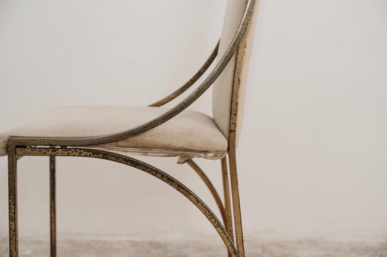 Image 1 of Dining Set 4 Vintage Italian Brass Dining Chairs by Zevi Design 1970's