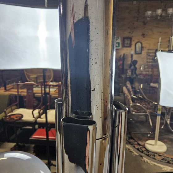 Image 1 of Vintage Space Age Chroom en Murano Glas Italiaanse design Hanglamp (bol glazen) glass pendant lamp