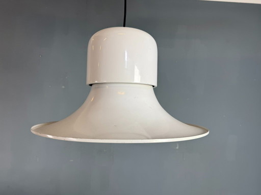Weiße Hängelampe „Campana“ von Joe Colombo für Stilnovo, Italien, 1970er Jahre