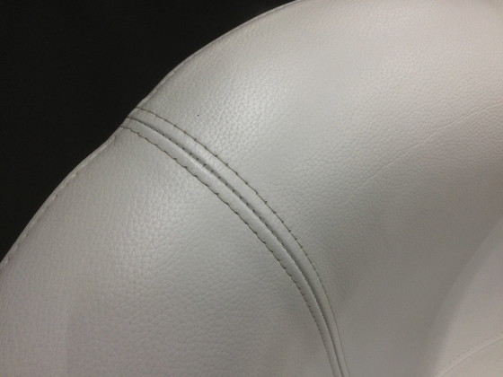 Image 1 of 2x Lignet Roset Bridge Chair Alster Silla giratoria de cuero Sillón blanco